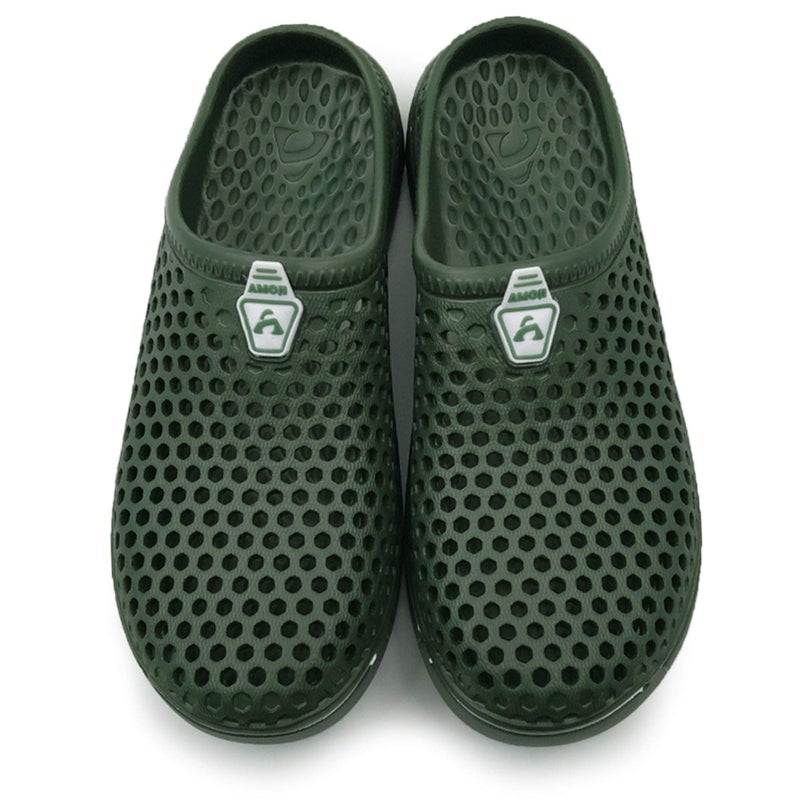 Amoji Garden Clogs Shower Sandals Yard Gardening Beach Water Plastic Rubber House Indoor YY161 ArmyGreen 13 Women/12 Men - Image 5